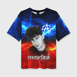 Женская футболка оверсайз Сектор газа молнии на фоне