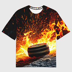 Футболка оверсайз женская Шайба в огне, цвет: 3D-принт