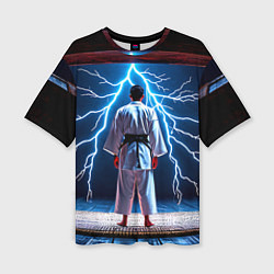 Футболка оверсайз женская Айкидоист и молния, цвет: 3D-принт