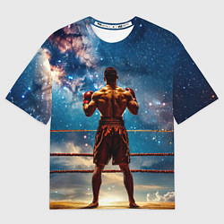 Футболка оверсайз женская Тайский боксер в космосе, цвет: 3D-принт