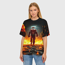 Футболка оверсайз женская Боксер в огне, цвет: 3D-принт — фото 2