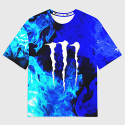 Женская футболка оверсайз Monster energy синий дым
