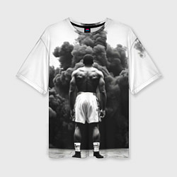 Футболка оверсайз женская Мухаммед Али в черном дыму, цвет: 3D-принт