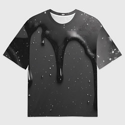 Футболка оверсайз женская Черная текстура - хром, цвет: 3D-принт