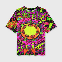 Женская футболка оверсайз Кислотные грибы оптические