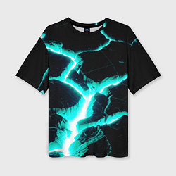 Женская футболка оверсайз Color light blue black