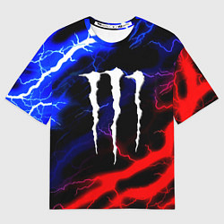 Футболка оверсайз женская Monster energy молнии неон, цвет: 3D-принт
