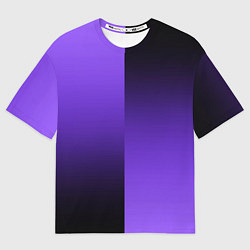 Футболка оверсайз женская Чёрно-сиреневый градиент пополам, цвет: 3D-принт