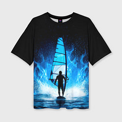 Футболка оверсайз женская Виндсерфер в синем пламени, цвет: 3D-принт