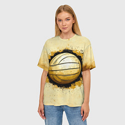 Футболка оверсайз женская Волейбольный мяч на бежевом, цвет: 3D-принт — фото 2
