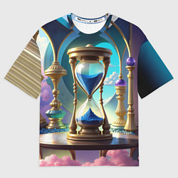 Футболка оверсайз женская Абстрактные песочные часы с синим песком, цвет: 3D-принт