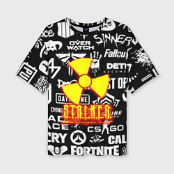 Футболка оверсайз женская Сталкер все логотипы игр, цвет: 3D-принт