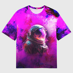 Женская футболка оверсайз Космонавт красочный