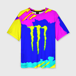 Футболка оверсайз женская Monster energy краски цветные, цвет: 3D-принт