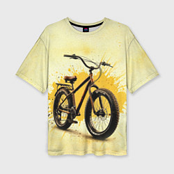 Футболка оверсайз женская Фэтбайк на бежевом, цвет: 3D-принт