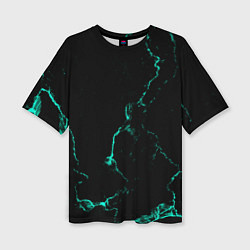 Женская футболка оверсайз Color black turquoise