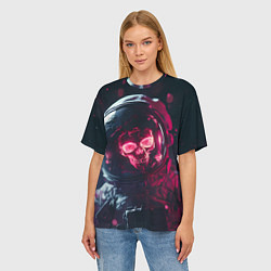 Футболка оверсайз женская Красный череп в скафандре космонавта, цвет: 3D-принт — фото 2