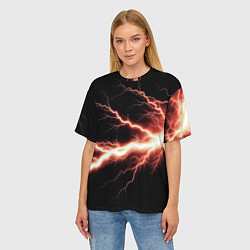 Футболка оверсайз женская Lightning red, цвет: 3D-принт — фото 2