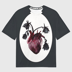 Футболка оверсайз женская Цветы любви: увядшее сердце, цвет: 3D-принт