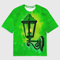 Футболка оверсайз женская Уличный зелёный фонарь, цвет: 3D-принт