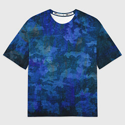 Женская футболка оверсайз Абстракция - blue uniform camouflage