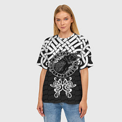 Футболка оверсайз женская Узор - ворон, цвет: 3D-принт — фото 2