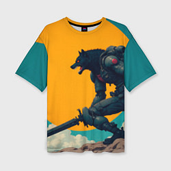 Футболка оверсайз женская Киберчеловек-волк, цвет: 3D-принт