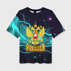 Женская футболка оверсайз Россия - березовая абстракция