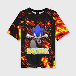 Футболка оверсайз женская Sonic огенная текстура, цвет: 3D-принт