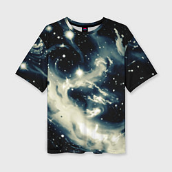 Футболка оверсайз женская Космический абстрактный чёрно-синий, цвет: 3D-принт