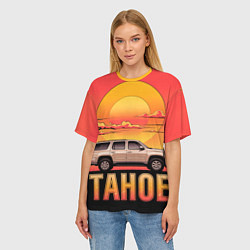 Футболка оверсайз женская Tahoe на закате джип, цвет: 3D-принт — фото 2