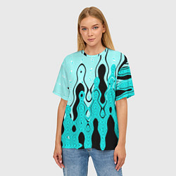 Футболка оверсайз женская Чёрно-голубой абстракция, цвет: 3D-принт — фото 2