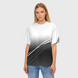 Футболка оверсайз женская Градиент с полосами из белого в тёмный, цвет: 3D-принт — фото 2