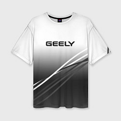 Женская футболка оверсайз Geely градиент из белого в тёмный с полосами