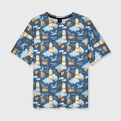 Футболка оверсайз женская Маяк в облаках, цвет: 3D-принт