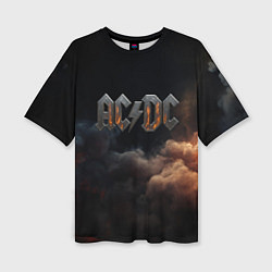 Женская футболка оверсайз ACDC металлический лого