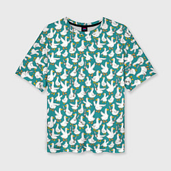 Футболка оверсайз женская Злой гусь узор, цвет: 3D-принт
