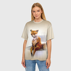 Футболка оверсайз женская Уставший лис мем, цвет: 3D-принт — фото 2