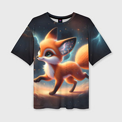 Футболка оверсайз женская Лиса бежит по космическому простору, цвет: 3D-принт