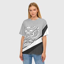 Футболка оверсайз женская Герб России серый текстурный, цвет: 3D-принт — фото 2