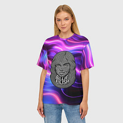 Футболка оверсайз женская Портрет Билли Айлиш из линий, цвет: 3D-принт — фото 2