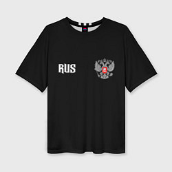 Футболка оверсайз женская Россия три полоски, цвет: 3D-принт