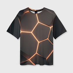 Женская футболка оверсайз Серая текстура из сот