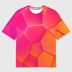 Футболка оверсайз женская Розово-оранжевые плиты, цвет: 3D-принт