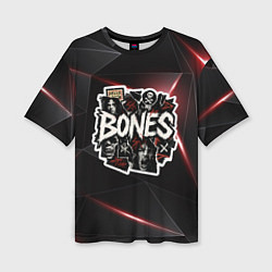 Женская футболка оверсайз Bones logo stickers