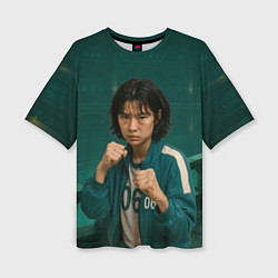 Футболка оверсайз женская Игра в кальмара - игрок 067 в стойке бойца, цвет: 3D-принт