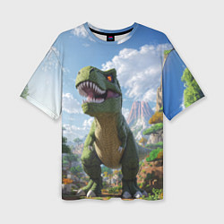 Футболка оверсайз женская Тираннозавр - Minecraft, цвет: 3D-принт