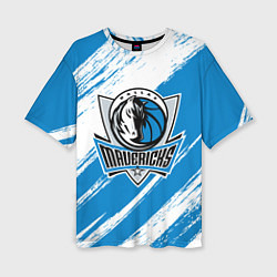 Футболка оверсайз женская Даллас Маверикс - белый и синий, цвет: 3D-принт