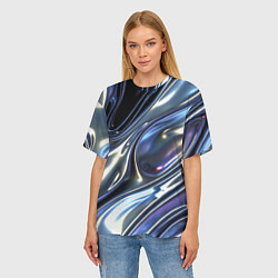 Футболка оверсайз женская Серебро жидкий металл, цвет: 3D-принт — фото 2
