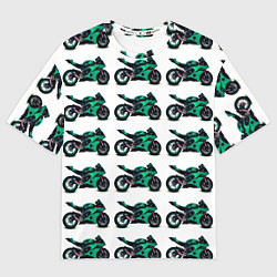Женская футболка оверсайз Motorcycle turquoise